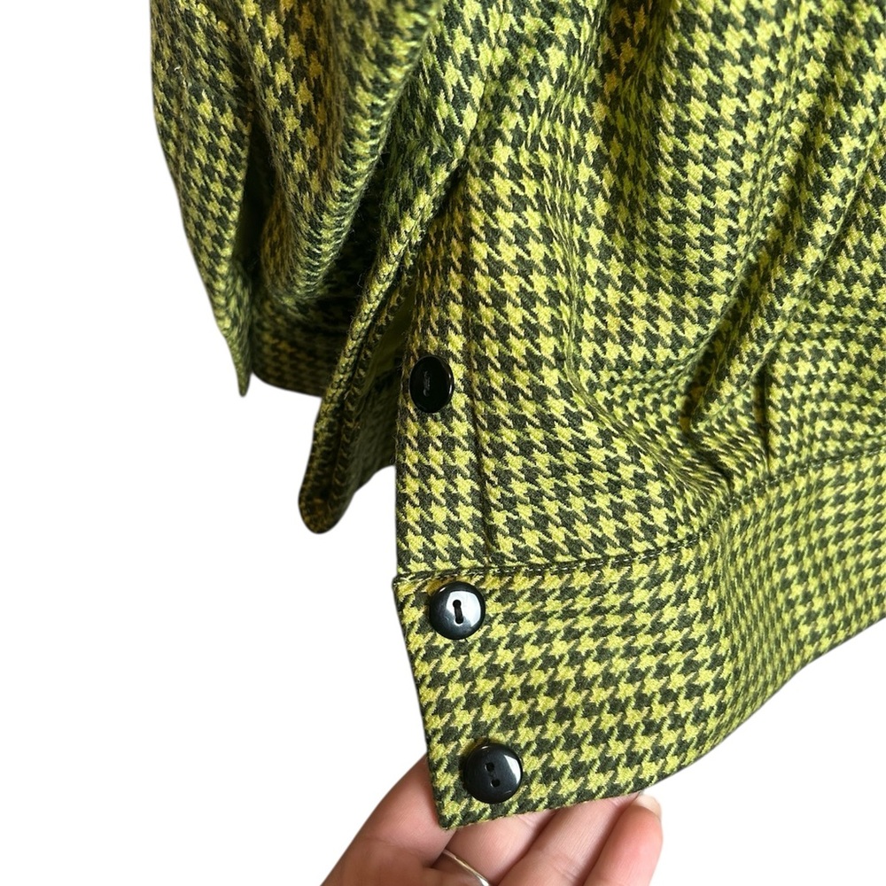 Vintage RARE Wool J Crew Green Houndstooth Retro 60s Inspired Size Small - Picture 6 of 7